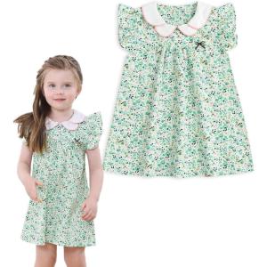 imageSimplee kids Baby Girl Smocked Dress Summer Casual Short Sleeve Dresses Floral Print Sundress Princess Dress for ToddlersCamulticolor2