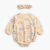 imageSimplee kids Baby Girl Outfits Long Sleeve Romper for Baby Boy Spring Fall Clothing Print Cartoon Baby Summer RomperHapricot