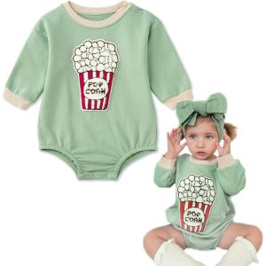 imageSimplee kids Baby Girl Outfits Long Sleeve Romper for Baby Boy Spring Fall Clothing Print Cartoon Baby Summer RomperAalight Green
