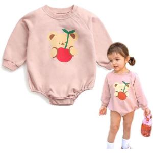 imageSimplee kids Baby Girl Outfits Long Sleeve Romper for Baby Boy Spring Fall Clothing Print Cartoon Baby Summer RomperBlight Pink