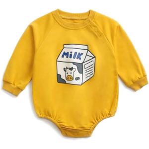 imageSimplee kids Baby Girl Outfits Long Sleeve Romper for Baby Boy Spring Fall Clothing Print Cartoon Baby Summer RomperEyellow