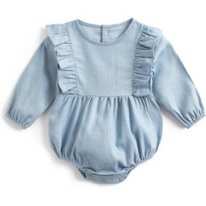 imageSimplee kids Baby Girls Romper Jumpsuit Long Sleeves Onesie Bodysuits One Piece Outfits Clothesr for Spring FallBlue