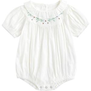 imageSimplee kids Baby Girls Romper Print Summer Onesie Puff Sleeve Button Baby Girl Clothe