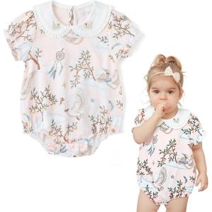 imageSimplee kids Baby Infant Girls Cotton Short Sleeve Summer Ruffle Romper 324 MonthsAbpink