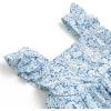imageSimplee kids Baby Infant Girls Summer Romper Dress Summer Cotton Ruffle Sleeve Floral Onesie for 3 Months Blight Blue