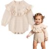 imageSimplee kids Baby Girls Kint Romper Fall Long Sleeve Rompers Newborn Baby Solid Overall Jumpsuit OutfitsBapricot