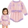 imageSimplee kids Baby Girls Kint Romper Fall Long Sleeve Rompers Newborn Baby Solid Overall Jumpsuit OutfitsDpink