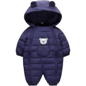 imageSimplee kids Unisex Onesie Baby Romper Toddler Warm Outwear Winter Coat Double Zipper Baby Hooded Snowsuit for 1824 Months