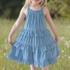 imageSimplee kids Girls Sleeveless Casual Summer Dresses Cotton Solid Color A line Toddler Dresses 1011 Years Blue