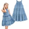 imageSimplee kids Girls Sleeveless Casual Summer Dresses Cotton Solid Color A line Toddler Dresses 1011 Years Blue