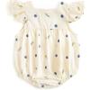 imageSimplee kids Baby Girls Romper Toddler Floral Romper Ruffle Outfit Infant Summer OnePiece Jumpsuit 12 Months Beige