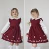 imageSimplee kids Baby Girls Peter Pan Collar Dress Long Sleeve Dress for Winter Autumn 12M6TBurgundy