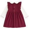 imageSimplee kids Baby Girls Peter Pan Collar Dress Long Sleeve Dress for Winter Autumn 12M6TBurgundy