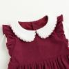 imageSimplee kids Baby Girls Peter Pan Collar Dress Long Sleeve Dress for Winter Autumn 12M6TBurgundy