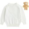 imageSimplee kids Baby Sweater with Bear in The Pocket Hand Crocheted Pullover Sweater Knit Toddler Clothes for Winter and FallBwhite Bear