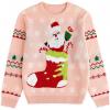 imageSimplee kids Family Matching Christmas Sweaters Xmas Print Ugly Funny Jumper Holiday Pullover TopsPink