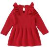 imageSimplee kids Little Girls Outfits Flying Sleeve Cozy Casual Cotton Sweater Dress