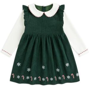imageSimplee kids Baby Girls Peter Pan Collar Dress Long Sleeve Dress for Winter Autumn 12M6TDark Green