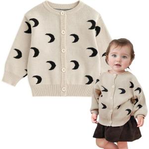 imageSimplee kids Baby Sweater Animal Leopard Printed Baby Cardigan for Autumn FallAmoon Beige