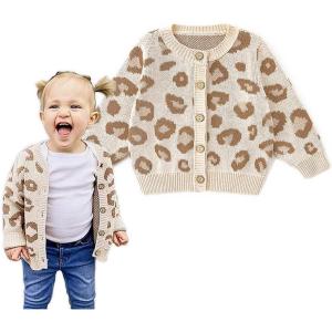 imageSimplee kids Baby Sweater Animal Leopard Printed Baby Cardigan for Autumn FallApink Brown Leopard