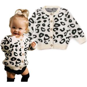 imageSimplee kids Baby Sweater Animal Leopard Printed Baby Cardigan for Autumn FallApricot