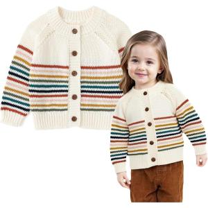 imageSimplee kids Baby Sweater Animal Leopard Printed Baby Cardigan for Autumn FallStriped