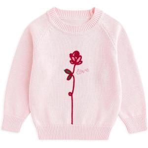 imageSimplee kids Baby Sweater with Bear in The Pocket Hand Crocheted Pullover Sweater Knit Toddler Clothes for Winter and FallCpink