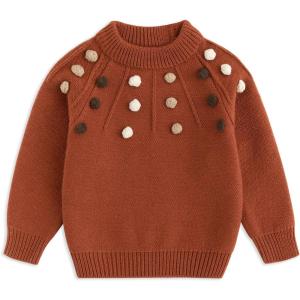 imageSimplee kids Baby Sweater with Bear in The Pocket Hand Crocheted Pullover Sweater Knit Toddler Clothes for Winter and FallRed