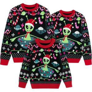 imageSimplee kids Family Matching Christmas Sweaters Xmas Print Ugly Funny Jumper Holiday Pullover TopsAblackalient
