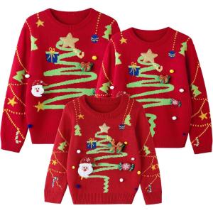 imageSimplee kids Family Matching Christmas Sweaters Xmas Print Ugly Funny Jumper Holiday Pullover TopsRed