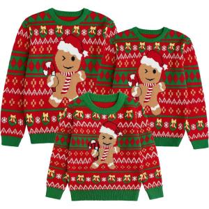 imageSimplee kids Ugly Christmas Sweater Family Matching Outfits for Women Men Party Sweaters Knitted PulloverGingerbread Manred