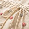 imageSimplee kids Baby Girl Knit Romper Fall Sleeveless Pompoms Rompers Newborn Little Girl Overall Jumpsuit OutfitsAapricot