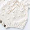 imageSimplee kids Baby Girl Knit Romper Fall Sleeveless Pompoms Rompers Newborn Little Girl Overall Jumpsuit OutfitsB  a Ivory White