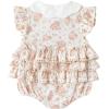 imageSimplee kids Baby Girl Romper Infant Newborn Bubble Romper Pink Floral Summer Onesie Peter Pan Collar Puffed Sleeves Romper for 03 months