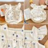 imageSimplee kids Baby Girls Romper Toddler Floral Romper Ruffle Outfit Infant Summer OnePiece Jumpsuit 18 Months Beige