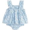 imageSimplee kids Baby Infant Girls Summer Romper Dress Summer Cotton Ruffle Sleeve Floral Onesie for 18 Months Blight Blue