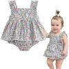 imageSimplee kids Baby Infant Girls Summer Romper Dress Summer Cotton Ruffle Sleeve Floral Onesie for 12 Months Yellow