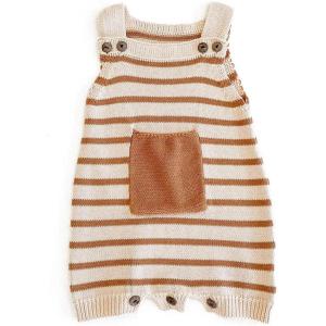 imageSimplee kids Baby Girl Knit Romper Fall Sleeveless Pompoms Rompers Newborn Little Girl Overall Jumpsuit OutfitsCapricot