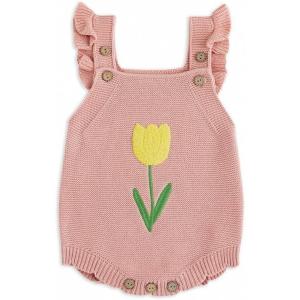 imageSimplee kids Baby Girls Sunflower Knit Rompers Knit Clothes for Newborn Baby GirlsHpink