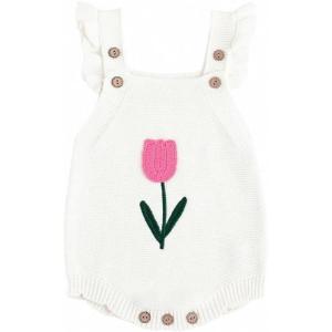 imageSimplee kids Baby Girls Sunflower Knit Rompers Knit Clothes for Newborn Baby GirlsHwhite