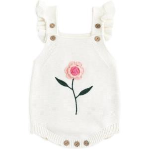 imageSimplee kids Baby Girls Sunflower Knit Rompers Knit Clothes for Newborn Baby GirlsIwhite