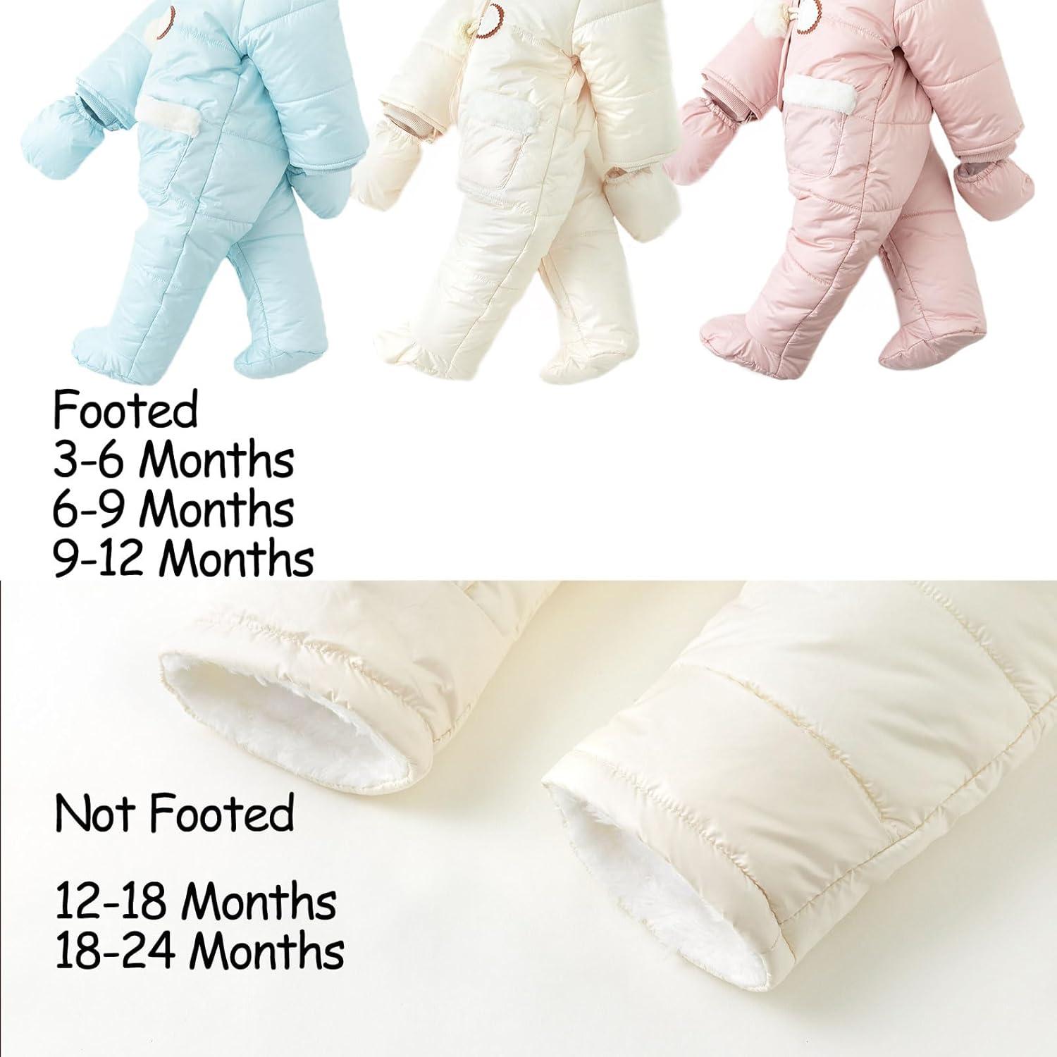 imageSimplee kids Baby Infant Girls Snowsuit Winter Hooded Footed Warm Jumpsuit Outerwear with Gloves for 1824 MonthE Creamy White