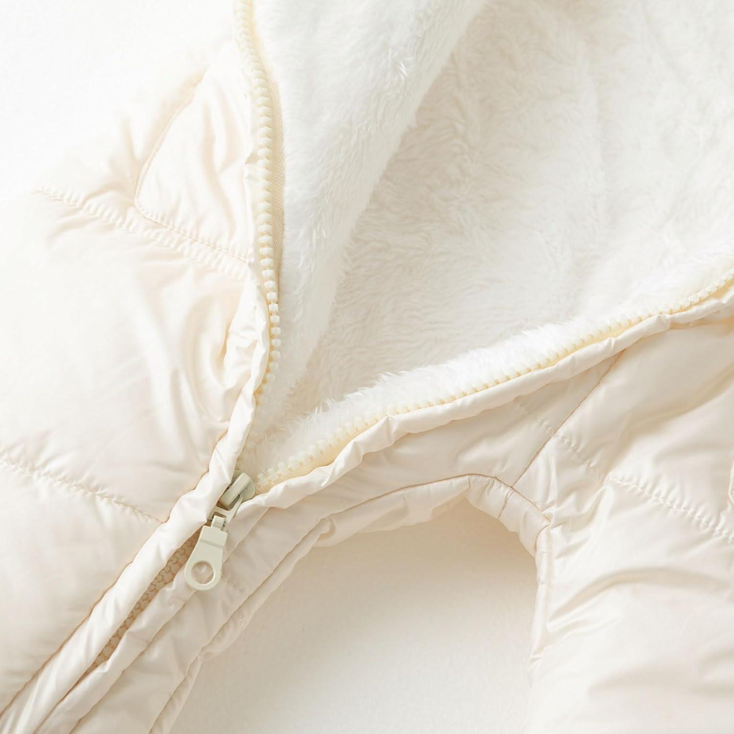 imageSimplee kids Baby Infant Girls Snowsuit Winter Hooded Footed Warm Jumpsuit Outerwear with Gloves for 1824 MonthE Creamy White