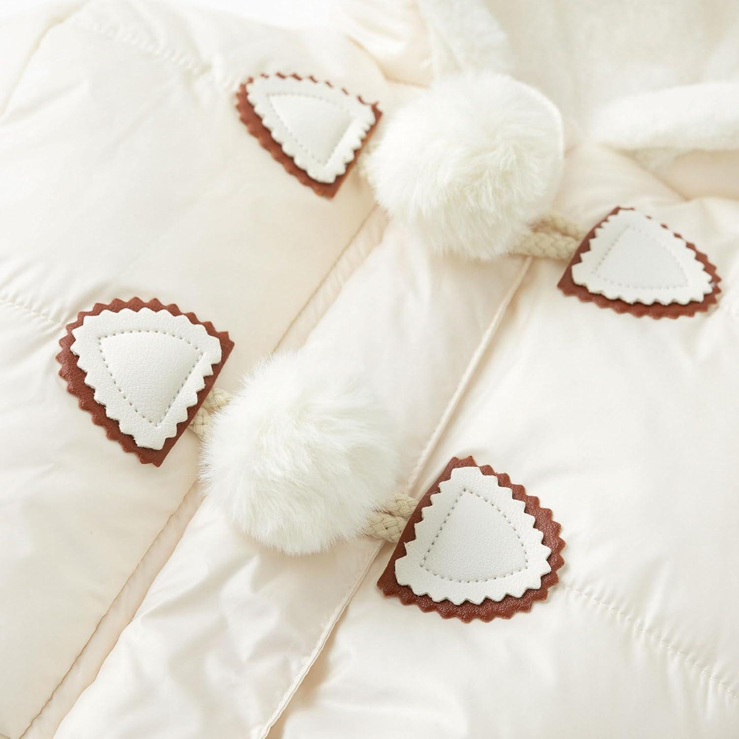 imageSimplee kids Baby Infant Girls Snowsuit Winter Hooded Footed Warm Jumpsuit Outerwear with Gloves for 1824 MonthE Creamy White