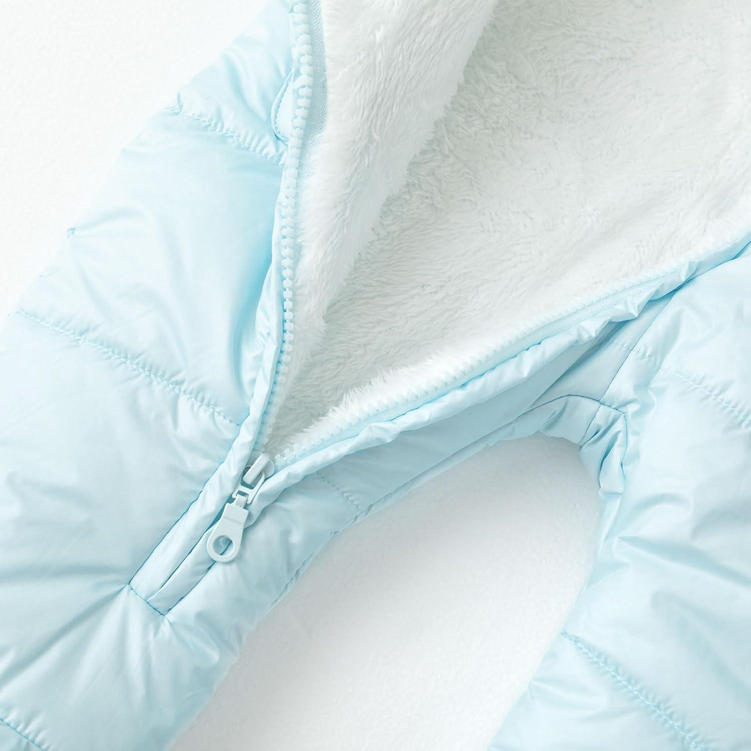 imageSimplee kids Baby Infant Girls Snowsuit Winter Hooded Footed Warm Jumpsuit Outerwear with Gloves for 1824 MonthEbaby Blue