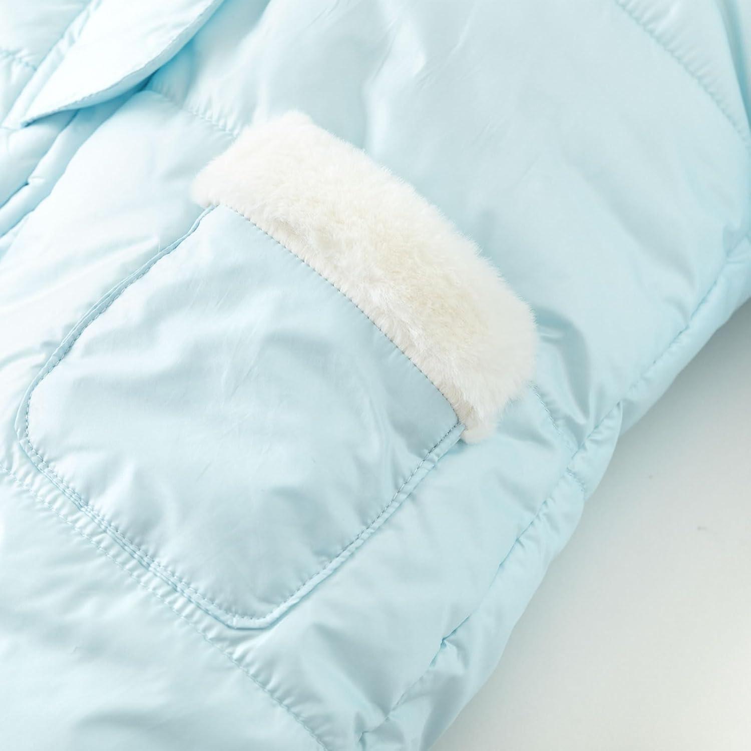 imageSimplee kids Baby Infant Girls Snowsuit Winter Hooded Footed Warm Jumpsuit Outerwear with Gloves for 1824 MonthEbaby Blue