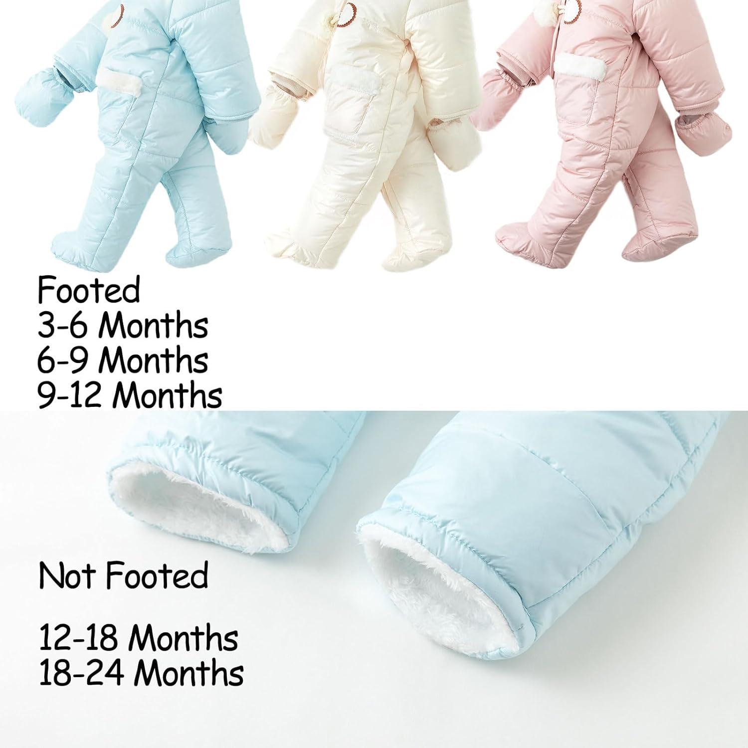 imageSimplee kids Baby Infant Girls Snowsuit Winter Hooded Footed Warm Jumpsuit Outerwear with Gloves for 1824 MonthEbaby Blue