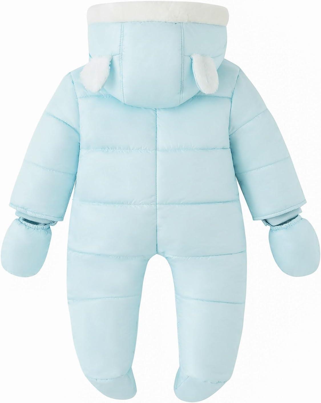 imageSimplee kids Baby Infant Girls Snowsuit Winter Hooded Footed Warm Jumpsuit Outerwear with Gloves for 1824 MonthEbaby Blue