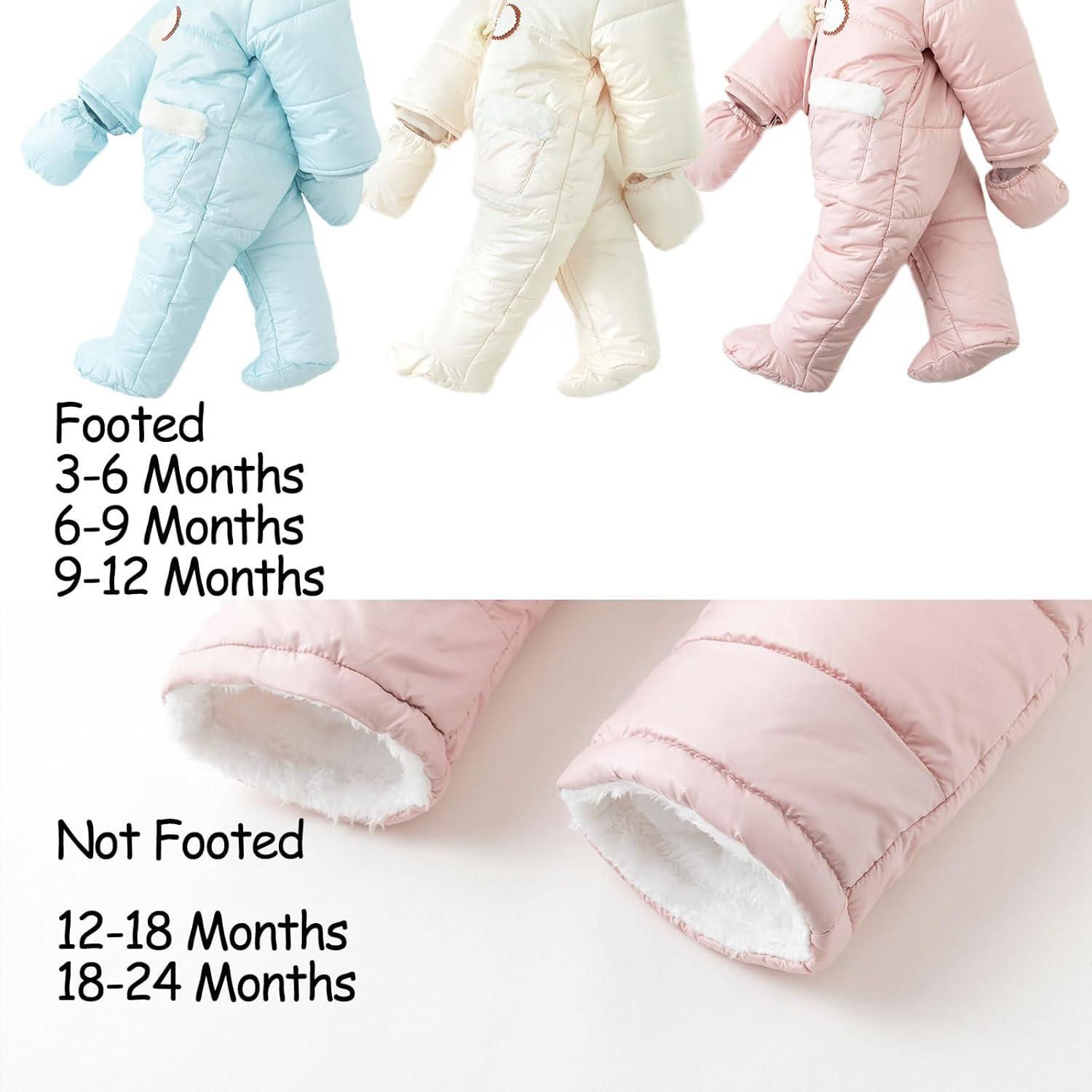 imageSimplee kids Baby Infant Girls Snowsuit Winter Hooded Footed Warm Jumpsuit Outerwear with Gloves for 1824 MonthEpink
