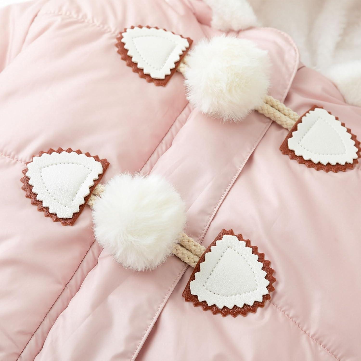 imageSimplee kids Baby Infant Girls Snowsuit Winter Hooded Footed Warm Jumpsuit Outerwear with Gloves for 1824 MonthEpink